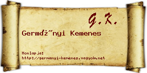 Germányi Kemenes névjegykártya